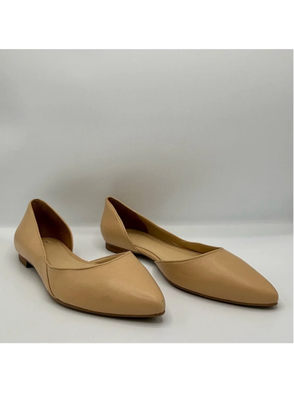 MARC FISHER Sunny Half D'orsay Flat In Beige Leather Size 7.5